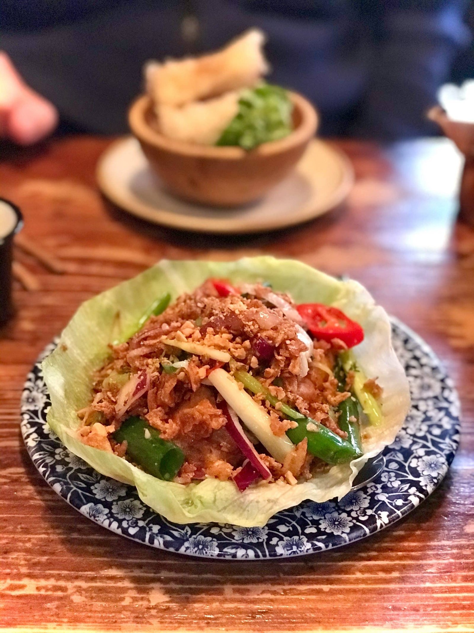 Tasty little plates at Viet Food made with fresh ingredients. Decent portions and very reasonably priced for this London tourist hotspot.