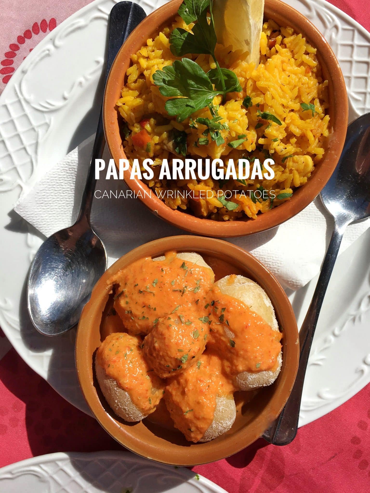 Papas arrugadas or wrinkly boiled salty potatoes: a classic side dish from the Canary Islands! Serve them with mojo canario.